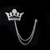 Moda europea y americana corona cadena para hombre broche accesorios para traje personalizado pin para abrigo largo de noche insignia de borla