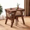 Mesa e Cadeiras Pequenas para Varanda, Mesa de Chá de Lazer em Rattan e Madeira Maciça, Conjunto Moderno de Mesa de Café e Cadeiras para Pátio Externo