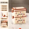 Venta directa de fábrica: Lonchera de acero inoxidable, lindo diseño de cerezas, multicapa, gran capacidad, portátil, adecuada para estudiantes y mujeres