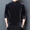 Camiseta de Manga Larga para Hombre 2023 Nueva Terciopelo Cálido Terciopelo Dorado Cuello Semi-Alto Camisa Base Ropa Interior para Hombre