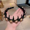 Diadema Larga de Dientes con Perlas y Cristales de Gama Alta y Elegante, con un Aspecto de Lujo y a la Moda, Adecuada para Llevar en la Parte Superior de la Cabeza o para Lavarse la Cara