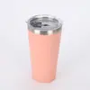 Taza de café simple multicolor de 16 oz, taza de acero inoxidable 304 de doble capa con aislamiento al vacío, taza portátil para coche al aire libre
