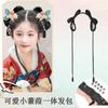 Moño Hanfu para Niños Peluca Postizo Tocado Pequeño Jianjia Peluca Integrada Moño Trenza Accesorios para el Cabello Antiguo Borla Naranja Pequeña Par