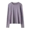 Camiseta Básica de Seda y Lino Jianxi, Manga Larga, para Mujer, Otoño e Invierno