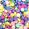 Cuentas Redondas de Agujero Grande de 6-16 mm Color Macarrón Cuentas Acrílicas Materiales para Manualidades DIY para Niños Cuentas Sueltas de Color Caramelo