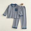 Nuevo Estilo Ropa de Casa Pijamas y Pantalones para Dormir, Algodón Puro Peinado 40S Antibacteriano Cardigan de Manga Larga con Solapa Conjunto para Niñas, Engrosado de Invierno