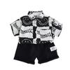 Verão de 2024 novo comércio exterior menino camisa de lapela manga curta terno bebê shorts casuais conjunto de duas peças geração em lote cabelo