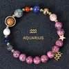 Multi-Win Joyería Pulsera de Constelaciones Azules Piedra Azul 8mm Piedra Natural Pulsera de Perlas de Ocho Planetas Venta al por Mayor