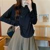 Suéter informal adelgazante de color sólido simple con capucha fina de primavera y otoño, camiseta de manga larga para estudiantes de estilo coreano para mujer