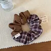 Goma para el pelo de scrunchie con diseño de cuadros patchwork bicolor para coleta, Cuerda para el pelo de estilo perezoso para mujer, Scrunchie de estilo minimalista