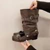 Hebilla de cinturón de moda estilo coreano que aumenta la altura desmontable de doble uso para mujer adelgazante de pierna ancha de corte bajo botas geniales