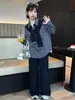 Conjunto de Otoño para Niñas 2025 Ropa de Otoño Infantil Nueva y Elegante Camisa para Niños Grandes Pantalones Casuales Conjunto de Dos Piezas para Primavera y Otoño