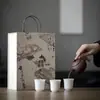 Juego de Regalo de Tetera de Arcilla Púrpura y Tres Tazas de las Dinastías Tang y Song, Juego de Té Kung Fu, Juego de Tazas de Té de Porcelana Blanca para el Hogar, Embalaje en Caja de Regalo
