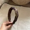 Diadema Tejida Nueva con Estampado de Leopardo para Otoño e Invierno para Mujer, Diadema de Alta Gama, Pinza para el Cabello de Calavera Superior, para Lavarse la Cara, Paquete de Cabello Versátil