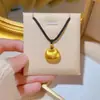 Jindian Mismo Estilo Fu Gordo Xiao Jin Tuo Colgante Deslustrado Nuevo Estilo Chino Collar de Candado Cuerda Negra Fu Yuan Bao Regalo para Novia