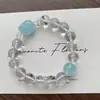 Pulseira de Cristal Branco Natural com Água-Marinha e Pixiu, Estilo Simples e Elegante para o Dia a Dia, Pulseira Requintada, Presente Versátil para Melhores Amigos