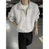 Sudadera con media cremallera y cuello alto estilo retro americano para hombre, capa interior de peso pesado para otoño, capa base, ajuste limpio, chaqueta para pareja