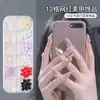 Nuevos 12 compartimentos Joyería de diamantes para uñas Explosivo Aurora tridimensional Lazo Perla plana mixta Accesorios de decoración de uñas