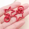 Llavero de Estrella de Cinco Puntas Pintado en Spray de Aleación de Zinc de Colores 33x24 mm con Clip de Perro Accesorios para Joyería Hecha a Mano DIY
