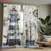 Cortinas Criativas de Verão Transfronteiriças com Estampa de Linhas do Mar, Conchas e Corais para Decoração de Ambiente de Sala de Estar e Quarto