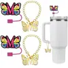 (2+2) Cubierta de Popote de Flor para Accesorios de Taza Stanley 10 mm Silicona Reutilizable
