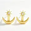 Amazon Transfronterizos Versátiles Pendientes de Estrella y Luna Comercio Exterior Nuevo Estilo Pendientes de Tachuela de Sol y Luna Incrustados de Pedrería Joyería con Sentido de Diseño Simple