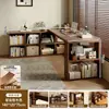 Escritorio de Esquina y Estantería de Madera Maciza Cuidadosamente Seleccionados para Dormitorio, Escritorio para el Hogar, Escritorio de Escritura, Escritorio de Computadora en Forma de L Estilo Vintage