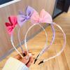 Diadema de tela con lazo de malla y orejas de conejo de doble capa para niña, estilo princesa coreana, con tarjeta para el pelo de súper hada