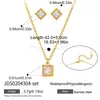 Conjunto de Joias Quadrado de Zircônia Wanxing Europeu e Americano para Mulheres, Colar e Brincos Tendência Transfronteiriça Elegantes de Aço Inoxidável