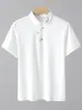 Camisa Polo de Estilo Nuevo para Verano con Bordado Floral en el Cuello, Moderna, Casual, Versátil, Transpirable, de Manga Corta, Corte Ajustado para Hombre