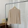 Camiseta de Manga Larga Cálida de Algodón Lijado de Arroz Glutinoso para Mujer con Cuello Redondo y Corte Ajustado, Top Puro de Alta Calidad para Otoño e Invierno