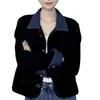 Cardigã de tricô patchwork em jeans tweed estilo francês, um novo item de moda outono/inverno com gola estilosa, oferecendo um look chique e versátil para mulheres