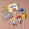 Decoraciones para Hornear Pasteles Celebridad de Internet Niño Jugador de Baloncesto Niño de Dibujos Animados Cumpleaños Adorno para Postre Adorno de Tarjeta