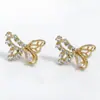 Pendientes de Mariposa de Diseño de Nicho de Lujo Ligero para Mujer, Exquisitos, Compactos, de Gama Alta y Elegantes, Pendientes de Circonita de Moda