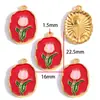 Colgante de Aleación de Esmalte Colorido Estilo Pintura al Óleo Flor de Lirio y Tulipán Charms Decorativos para Pulsera Collar DIY W662