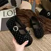 Zapatos Mary Jane de estilo francés con lazo, colección de otoño 2026 para mujer, zapatos planos de lunares, punta fina, suela blanda, punta redonda, zapatos para mujer