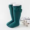 Calcetines para Bebé Estilo Primavera y Otoño, Calcetines hasta la Rodilla con Lazo Grande, Calcetines Rosa Princesa, Calcetines Florales para Bebés Niñas, Calcetines de Media Pantorrilla
