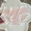 7A Roupa Íntima Antibacteriana de Seda Doce para Estudante Feminina Renda Fina Combinando Cores Respirável Confortável Sem Marcas para Menina Cintura Média Secagem Rápida