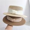 Ins Elegante Elegante Chapéu de Palha de Fita Larga Chapéu de Aba Larga Feminino Estilo Coreano Moda Chapéu de Copa Reta Verão Proteção Solar Chapéu de Praia
