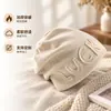 Gorro de Punto con Letras Adelgazante para Rostro para Mujer Otoño e Invierno, Gorro Grueso Cálido Holgado, Circunferencia de Cabeza Grande, Gorro de Lana Versátil, En Stock