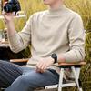 [Luxo Urbano Leve] Suéter Masculino de Gola Alta Meia-Calça Espesso para Outono e Inverno, Alta Qualidade, Anti-Pilling, Quente, Cor Sólida