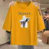 Camiseta de manga tres cuartos para comercio exterior transfronterizo, camiseta casual estampada de corte holgado para mujeres de mediana edad y mayores