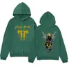 Moletom com Zíper Estampado de Touro Diabólico Design Simples Moderno Jaqueta Cardigan Moletom Solto Casual