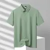 Camiseta Masculina de Manga Curta Anti-Rugas de Alta Elasticidade, Camisa Social Respirável e Absorvente de Suor de Verão, Camiseta para Pai, Top de Luxo Leve de Alta Qualidade