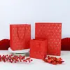 Bolsa de Papel Estampada en Oro con Patrón de Diamantes en Relieve, Bolsa de Mano Engrosada, Bolsa de Regalo Souvenir, Bolsa de Empaque para Regalo de Negocio, Bolsa de Regalo