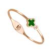 Joyería de Mujer de Estilo Coreano Transfronterizo Pulsera de Acero de Titanio Trébol de Cuatro Hojas Oro Rosa Joyería de Mano Abierta Diamante Inmarcesible Pulsera