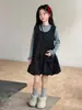 Nueva colección de otoño de vestidos y conjuntos para niñas de tallas medianas y grandes, que incluyen una camiseta interior y un vestido, un conjunto de dos piezas moderno