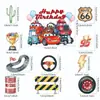 Cartão de Decoração de Bolo de Aniversário Infantil Car Story Sobremesa de 100 Dias Plug-in Push Music Adesivo
