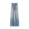 Diseñados con Estilo, Botonadura Diagonal, Jeans Lavados de Corte Holgado para Hombre, Moda Urbana, Personalidad Única, Pantalones Anchos Holgados Desgastados