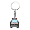 Llavero de Coche de Policía de Dibujos Animados, Llavero para Mochila de Estudiante, Parche de Goma Suave de PVC, Pequeños Accesorios, Venta al por Mayor
